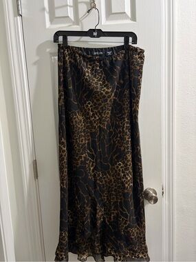 Zero Zero  Black and Brown Animal Print Maxi Skirt